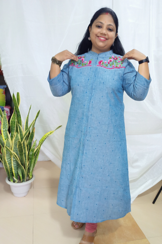 Powder blue Handloom cotton Kurta