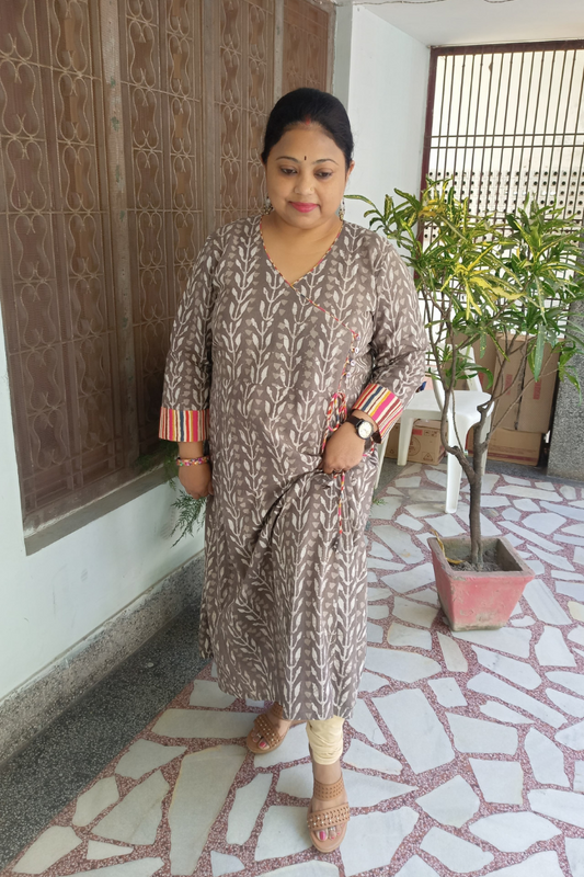 Muddy gray Aangrakha style Kurta