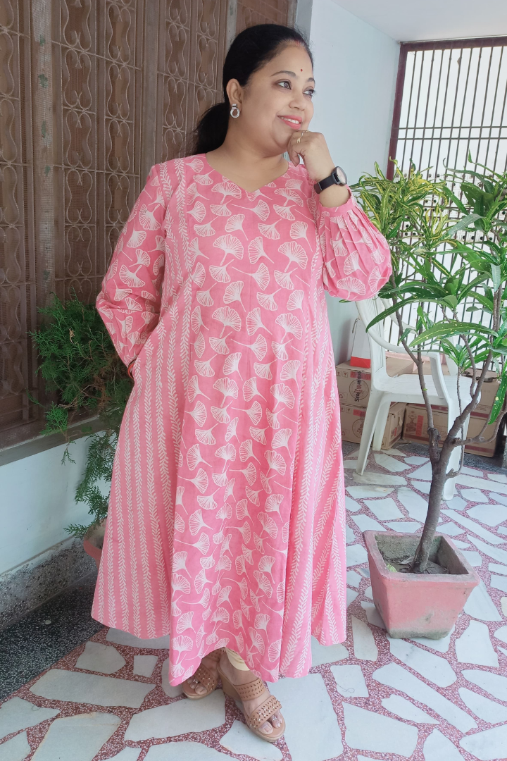 Pastel pink dual design kurta