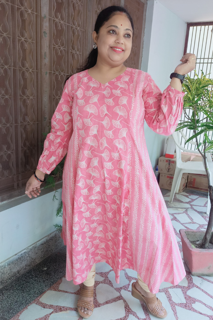 Pastel pink dual design kurta