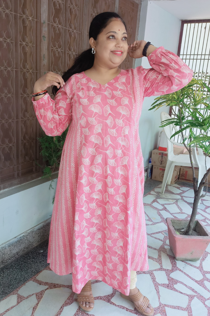 Pastel pink dual design kurta