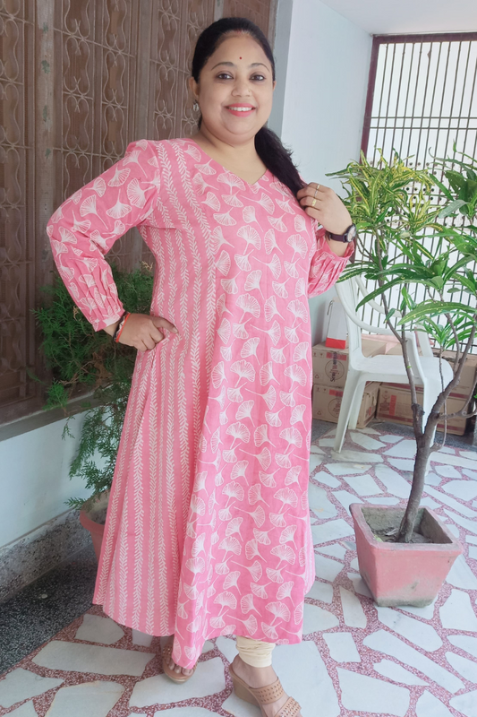 Pastel pink dual design kurta